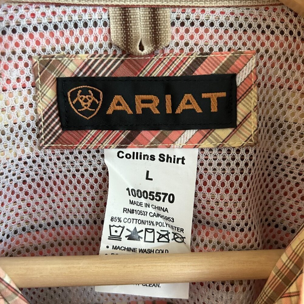 Ariat Collins Paid Button Down Shirt Long Sleeve Performance - Picture 8 of 8